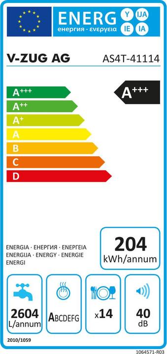 Energie-Label V-Zug AdoraSpülen V4000