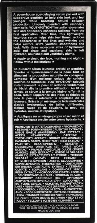 Nutritional values and ingredients Glamglow Skincare - YOUTHPOTION Rejuvenating Peptide Serum (30 ml)