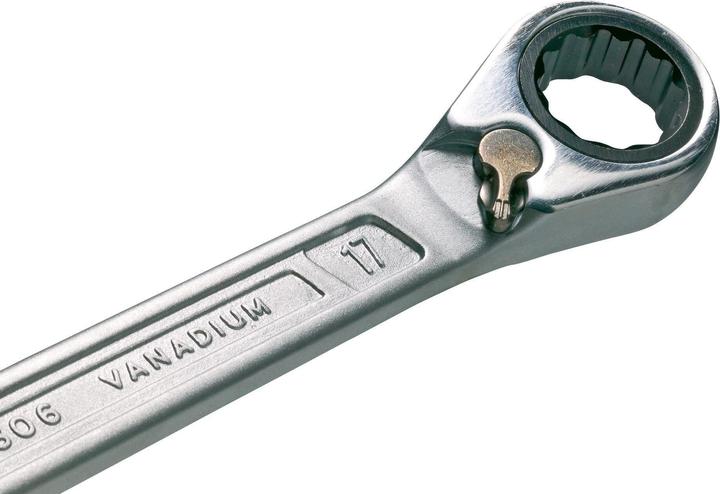 Immagine prodotto HAZET Chiave combinata a forchetta/ad anello con cricchetto 606-15 ∙ Profilo trazione doppio esagon… (15 mm)