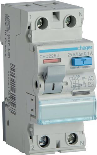 Immagine prodotto Hager 2P 25A 0.1A RCD tipo AC (CEC225J)
