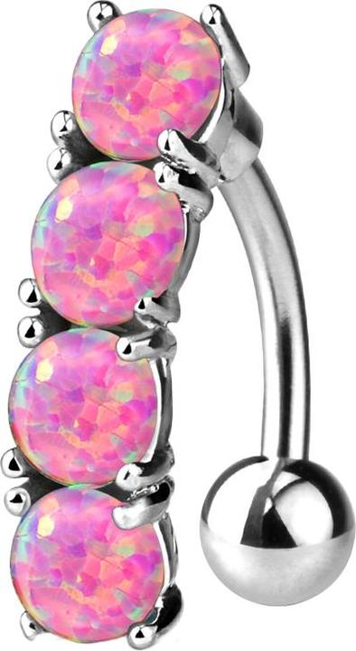 Immagine prodotto Star Piercing Banana d'argento con sfera quattro opali rosa (Acciaio chirurgico 316L, Ottone)