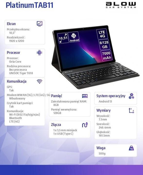 Produktbild Blow Tab 11 (4G, 10.50", 128 GB, Schwarz/Silber)