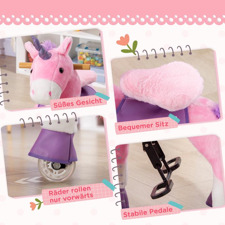 Immagine prodotto Homcom Cavallo a dondolo Unicorno con ruote e pedali
