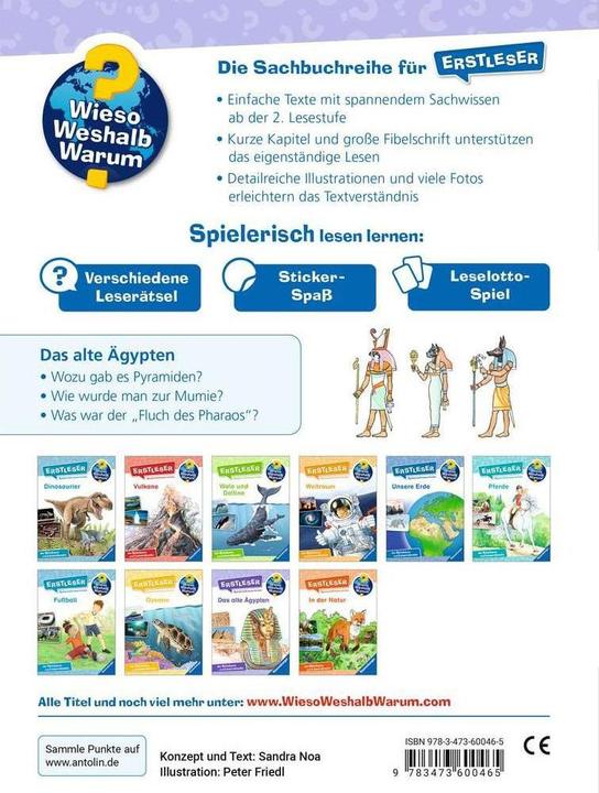Productafbeelding Ravensburger Wieso? Weshalb? Warum? Erstleser, Band 9: Das alte Ägypten (Duits, Sandra Noa, Peter Friedl, 2023)