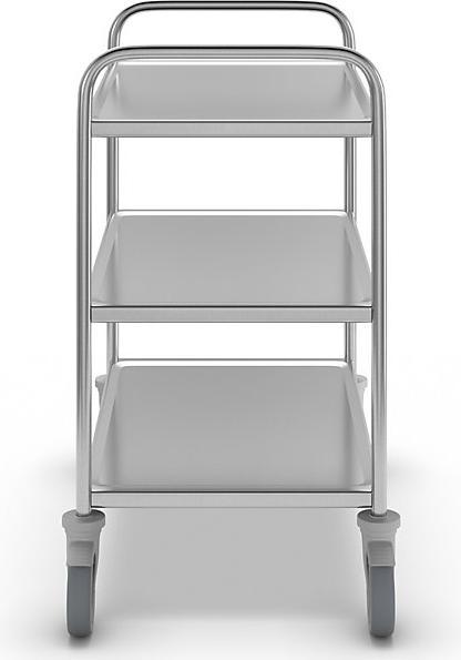 Produktbild Köhler Edelstahl-Servierwagen, 3 Etagen, thermopl. Gummibereifung, 870x570x970mm