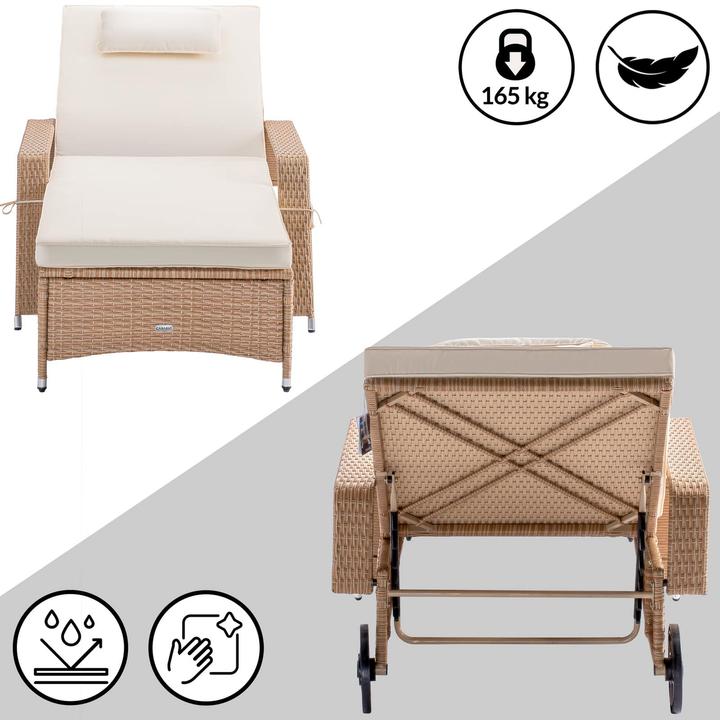 Immagine prodotto Casaria Lettino da giardino in polyrattan (193 cm)