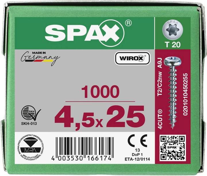 Actual product image Spax Chipboard screws PH T20 4,5x25 mm (1000 Screws per piece)