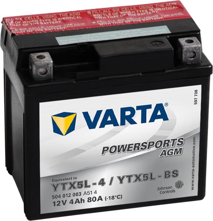 Varta Sports mécaniques AGM 504 012 003 (12 V, 4 Ah, 80 A)