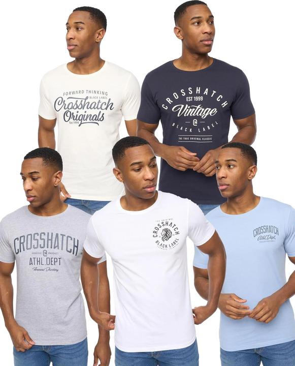 Actual product image Crosshatch Mens Collegetheme Assorted Designs T-Shirt (Pack of 5) (M)