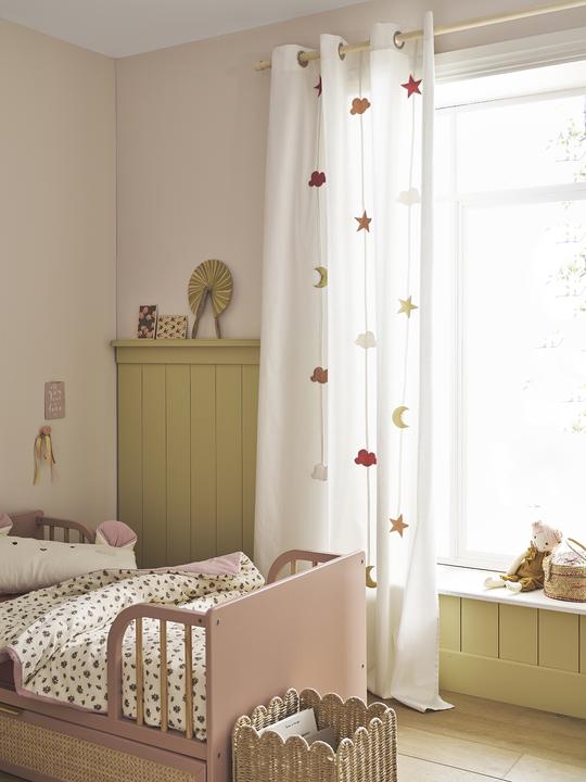 Actual product image Vertbaudet Kinderzimmer Vorhang STERNE & WOLKEN mit Ösen & Girlande (135 x 180 cm)