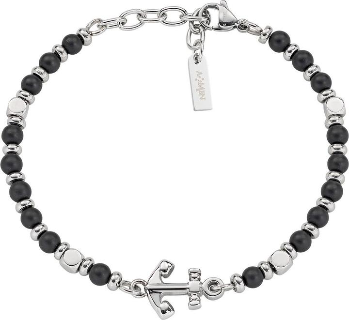 Produktbild Amen Anchor Steel & Onyx Armband (Edelstahl)