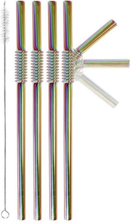 Turtleneck Straw Pailles pliables en acier inoxydable (4 x)