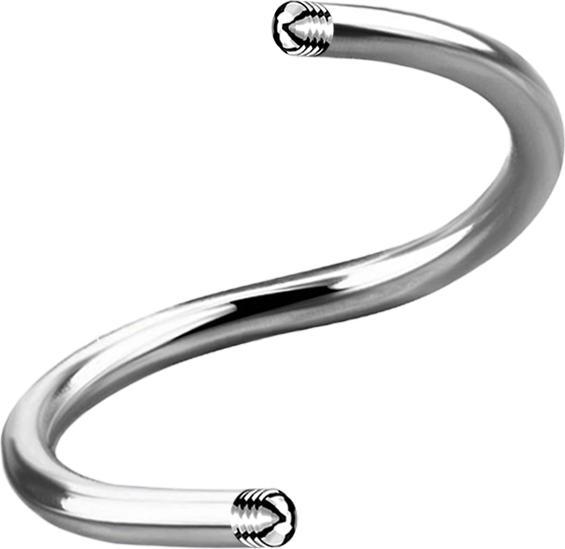 Star Piercing Micro Spiralen-Stab silber (Chirurgenstahl 316L)