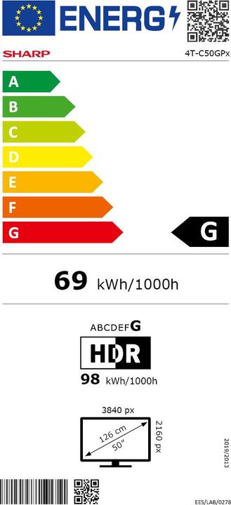 Energie-Label Sharp 50GP6265E (55")