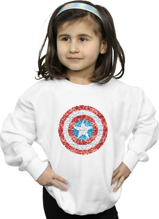 Actual product image Girls Captain America Pixelated Shield Sweatshirt (152, 158)