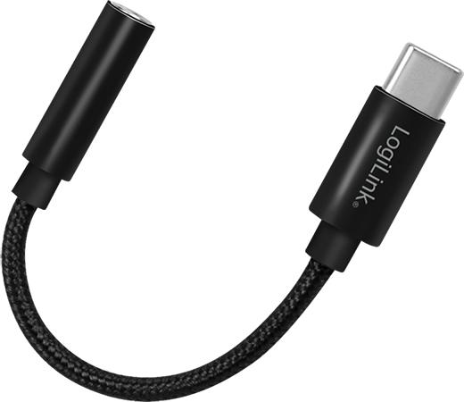 Produktbild LogiLink Cable USB-C to 3.5mm 0,13m Black (USB Typ C, USB Typ C)
