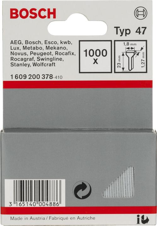 Immagine prodotto Bosch Professional Zubehör Chiodo a strappo tipo 47, 1,8 x 1,27 x 23 mm, confezione da 1000 pezzi