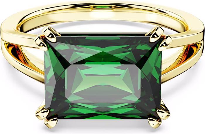 Actual product image Swarovski Matrix Cocktail Ring Rectangle Cut Green Gold (58)