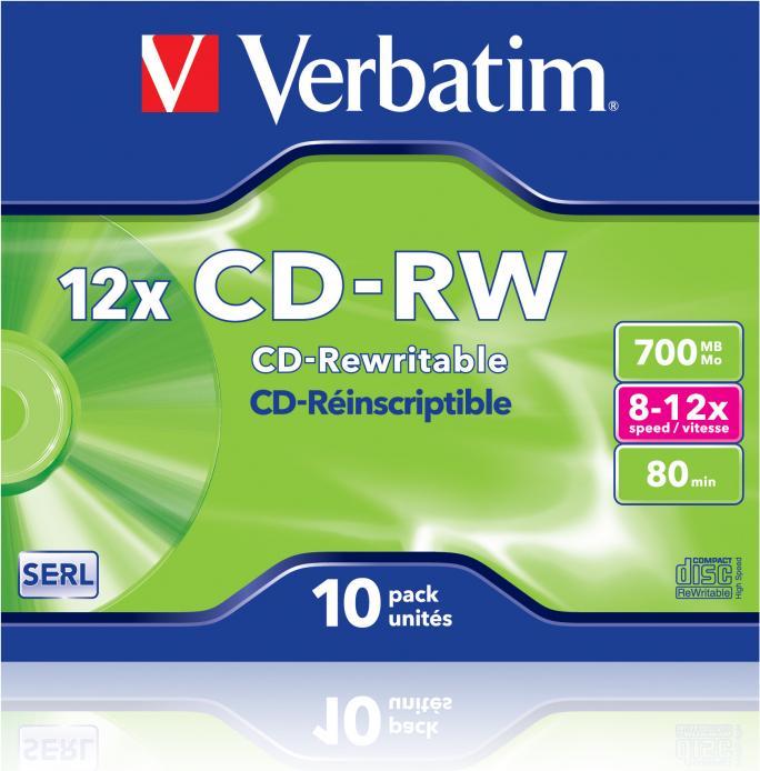 Produktbild Verbatim CD-RW, 700MB, 12x, 10er Pack (10 x)