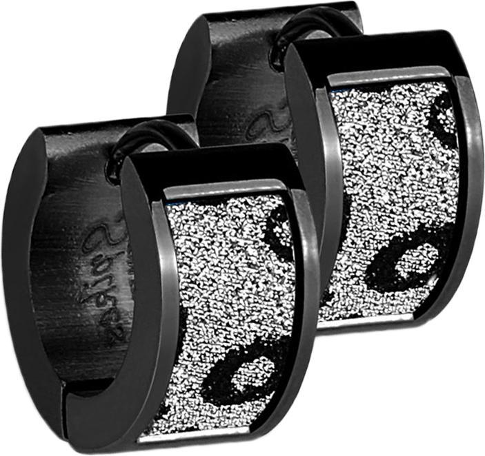 Actual product image Star Piercing Earring to flap black with glitter and leopard pattern (without brass, Surgical steel 316L)