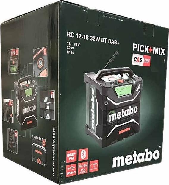Productafbeelding Metabo Draadloze bouwplaatsradio RC12-18 32W DAB+ zonder batterij met oplaadfunctie (DAB+, FM, Bluetooth)