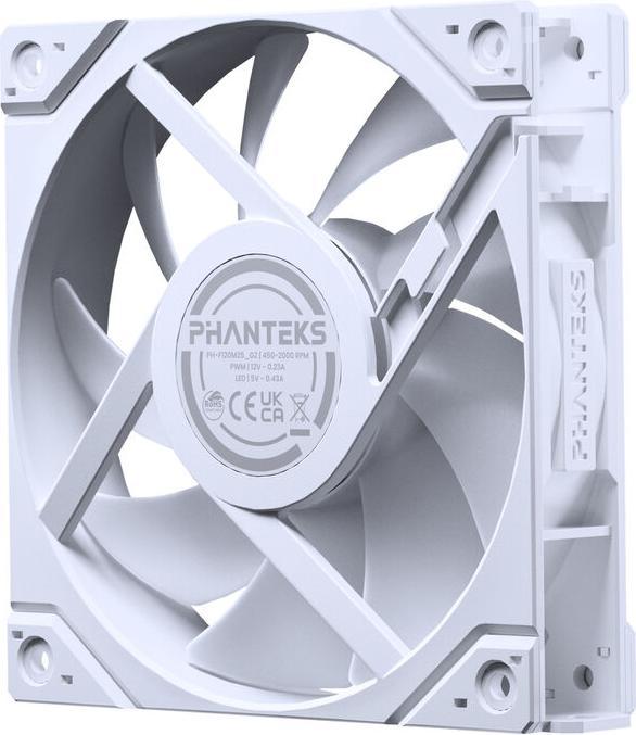 Actual product image Phanteks M25 Gen2 PWM D-RGB fan - reverse blade, 120mm, white (120 mm)