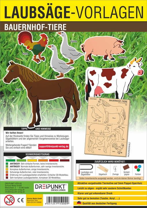 Actual product image Fretsaw template farm animals