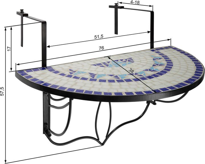 Actual product image tectake Balcony table (76 cm)