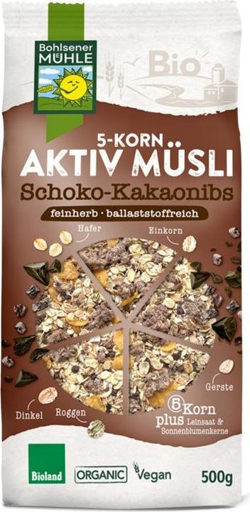 Image du produit Bohlsener Mühle 5-Korn Aktiv Müsli Choco-Cakaonibs Bio (500 g)