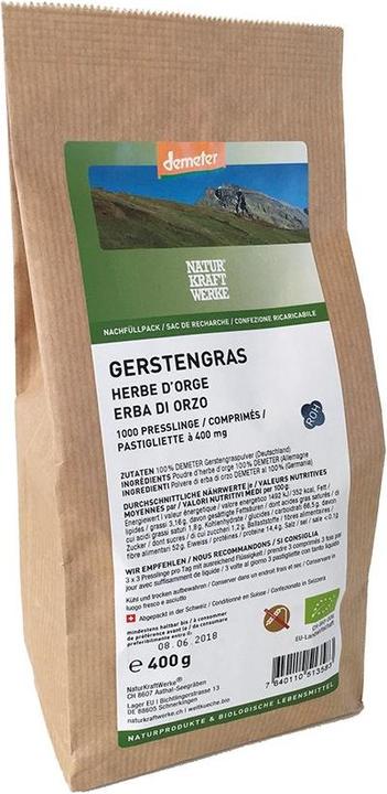 Immagine prodotto NaturKraftWerke Pellet di erba d'orzo Demeter (1000 Pezzo/i, Polvere, 400 g)
