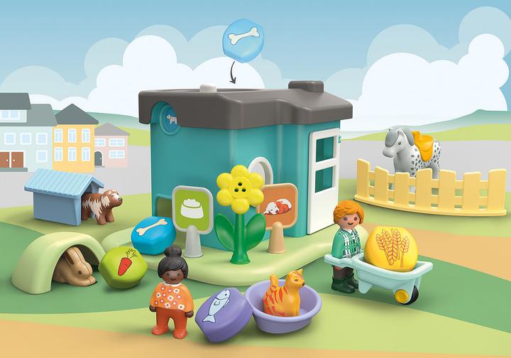 Image du produit Playmobil 71136 1.2.3 : Pension pour animaux avec distributeur de nourriture (71136, Playmobil 1.2.3)