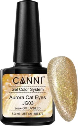 Actual product image Canni Gel polish Cat Eyes Aurora Gold Glitter / JG03 UV/LED (Gold, Gel-Effect Nail Polish)
