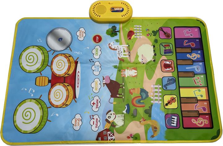 Actual product image Activity Board Musical toy with 8 animal sounds, music mat with piano keyboard & drums with 2 sticks, 3