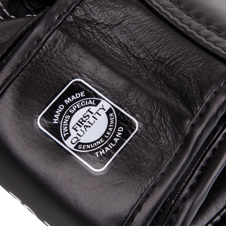 Immagine prodotto Twins Boxhandschuhe (Leder schwarz, langer Klettverschluss) (16 OZ, Taglia unica)
