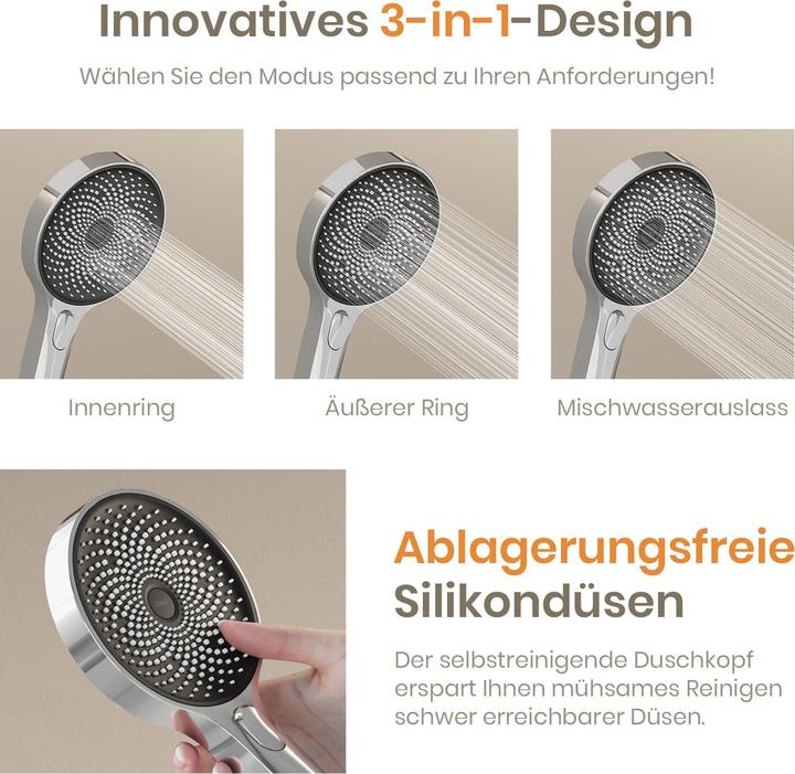 Actual product image Emke Shower system with thermostat chrome shower mixer complete set rain shower with mixer incl. 3 spray
