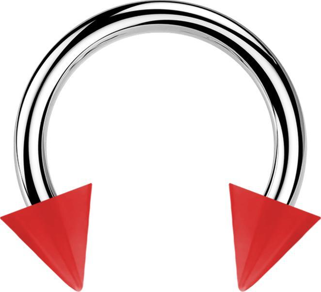 Star Piercing Micro Circular Barbell silber mit zwei Cones rot (Chirurgenstahl 316L, Acryl, ohne Messing)