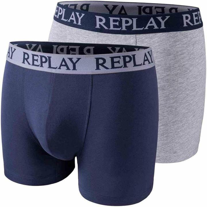 Produktbild Replay Herren Boxer 2er Pack Indigo/Grau (XXL, 2er Pack)