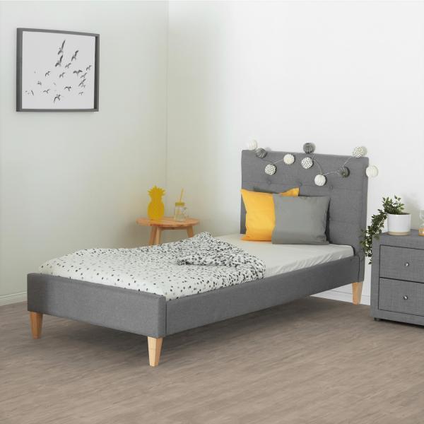 Image du produit Homestyle4u Lit rembourré avec matelas et sommier à lattes (90x200)