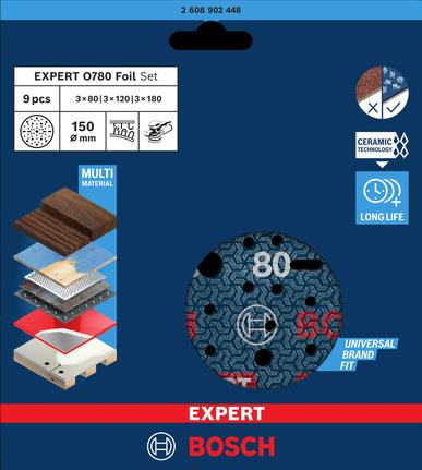 Actual product image Bosch Professional Schleiffolie Expert O780 (3x80, 3 x G180, 3x120)