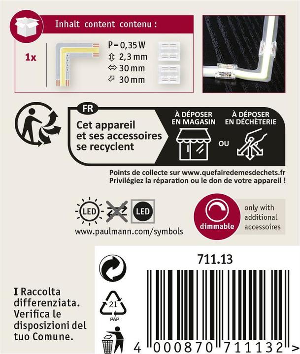 Immagine prodotto Paulmann MaxLED 500 angolo striscia COB a linea intera (Bianco, 3 cm, Interno)