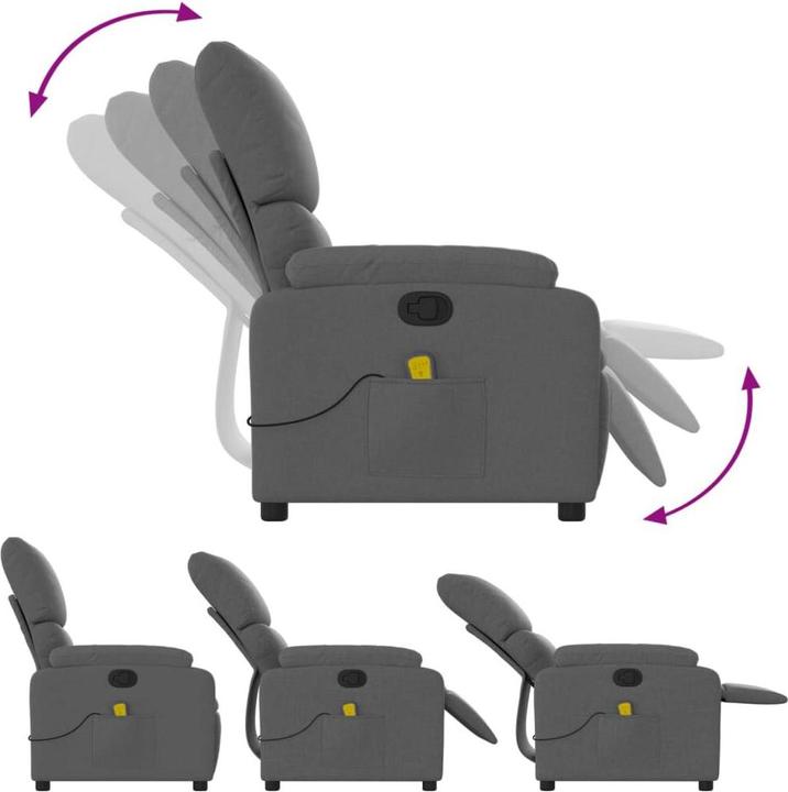 Actual product image VidaXL Massage chair dark grey fabric,Colour: Dark grey,Material