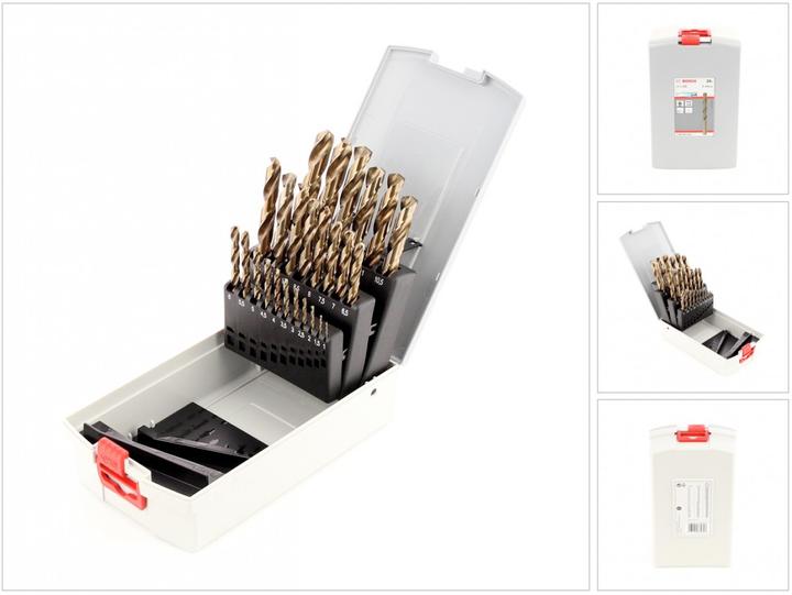 Immagine prodotto Bosch Professional Zubehör Set di punte elicoidali PRO in acciaio inox HSS-Co, 25 pezzi. (1 mm, 1,5 mm, 2 mm, 2,5 mm, 3 mm, 3,5 mm, 4 mm, 4,5 mm, 5 mm, 5,5 mm, 6 mm, 6,5 mm, 7 mm, 7,5 mm, 8 mm, 8,5 mm, 9 mm, 9,5 mm, 10 mm, 10,5 mm, 11 mm, 11,5 mm, 12 mm, 12,5 mm, 13 mm)