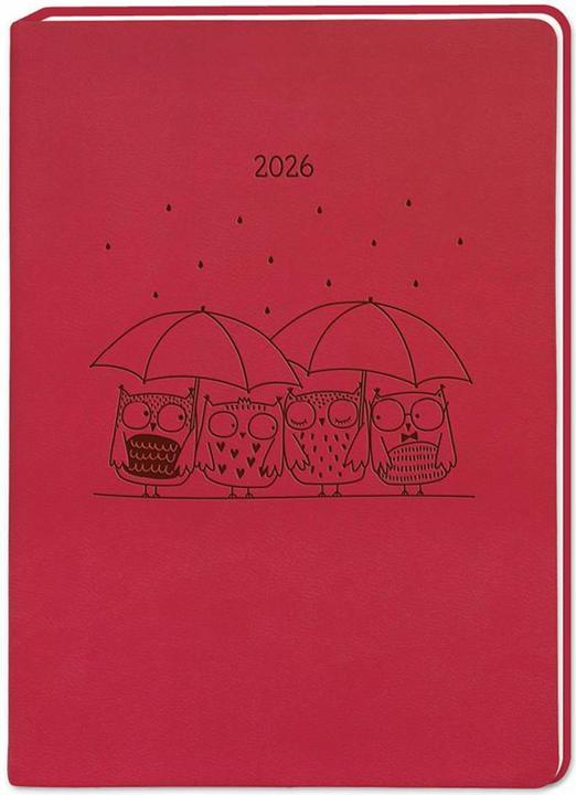 Terminplaner Lederlook 2026 Rot (Deutsch)