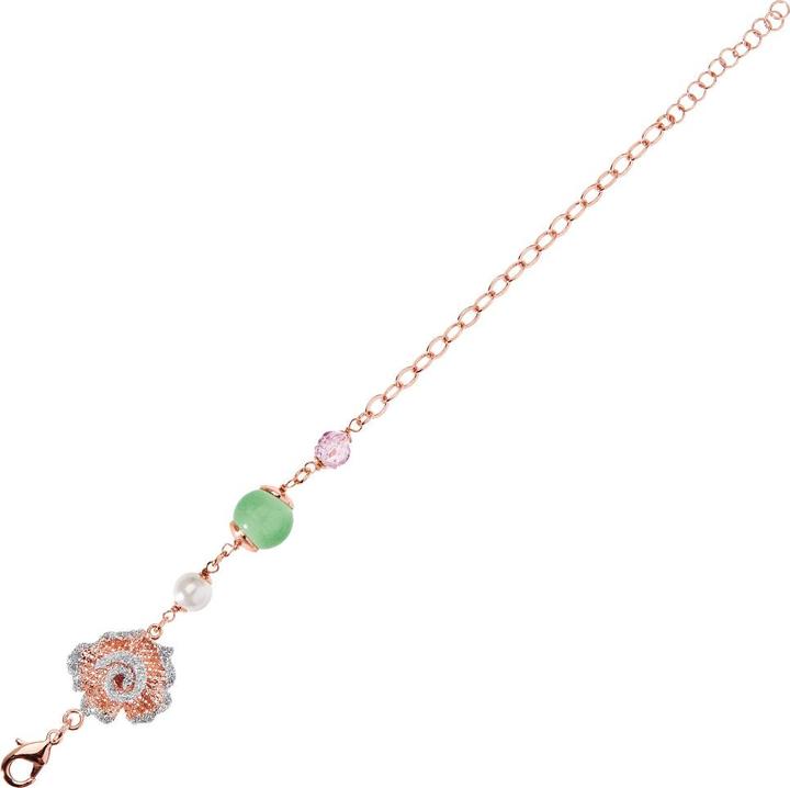 Immagine prodotto Ottaviani Bracciale in bronzo oro rosa con glitter argento, agata, cristalli e perla bijoux