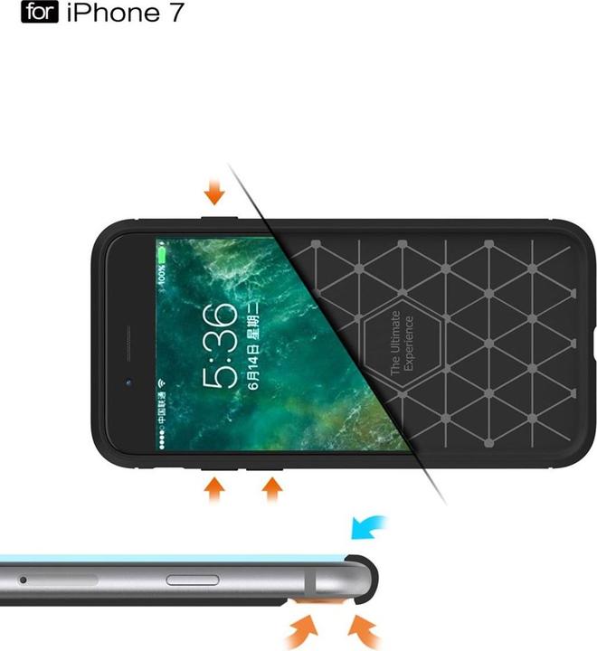 Produktbild König Design Apple iPhone 7 Plus TPU Case Carbon Fiber Optik Brushed Motiv Schutz Hülle Grau (Apple iPhone 7 Plus)