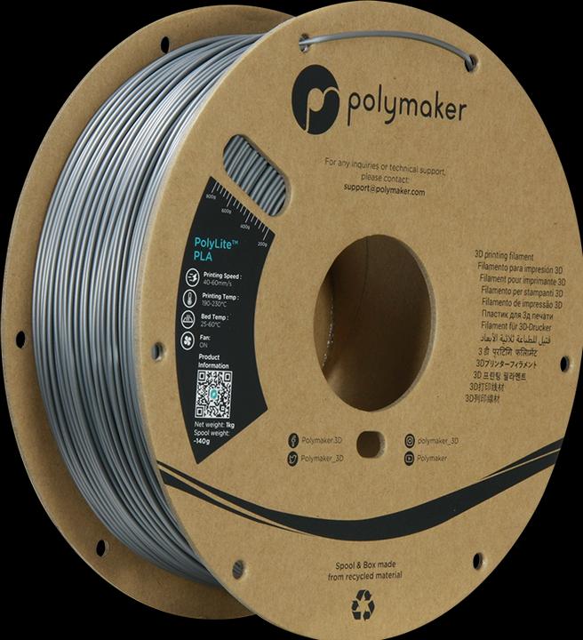Produktbild Polymaker PolyLite PLA (PLA, 1.75 mm, 1000 g, Grau)