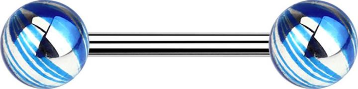 Immagine prodotto Star Piercing Barbell silber mit zwei Kugeln blau elektrisch Beschichtet (Acciaio chirurgico 316L)