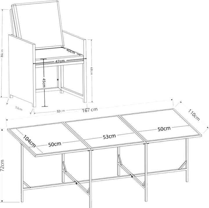Produktbild VCM 7-tlg Sitzgruppe Gartenmöbel Set Rattan (170 cm)