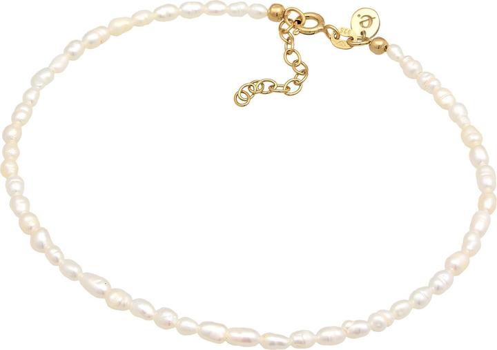Produktbild Elli PREMIUM Fussschmuck Süsswasserperlen Klassik 925 Silber (Süsswasserzuchtperlen, Plastik, 925 Sterling Silber vergoldet, No stone, 22 cm)
