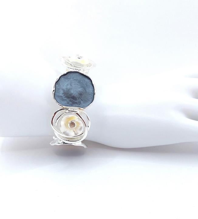 Image du produit Signé Signè bracelet élastique argenté rhodié One Size gris mat No.16 (Métal, Laiton, sans plomb, Sans cadmium, rail élastique, Sans nickel)